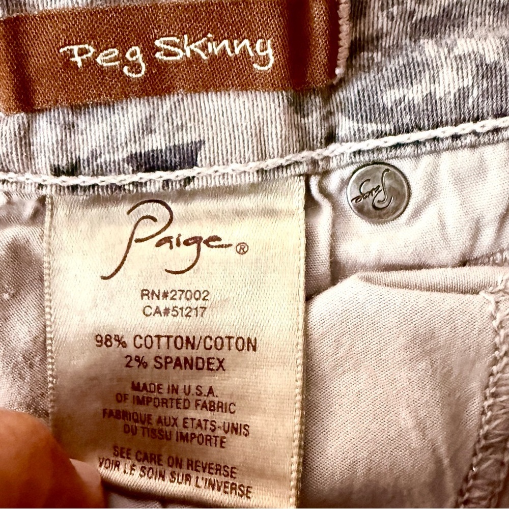 PAIGE “Peg Skinny” Low/Mid Rise Jeans With An All Over Flower Pattern Size 25 - Picture 11 of 14